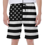 Black American Flag Print Men's Beach Shorts