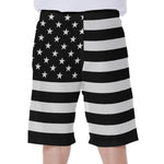 Black American Flag Print Men's Beach Shorts