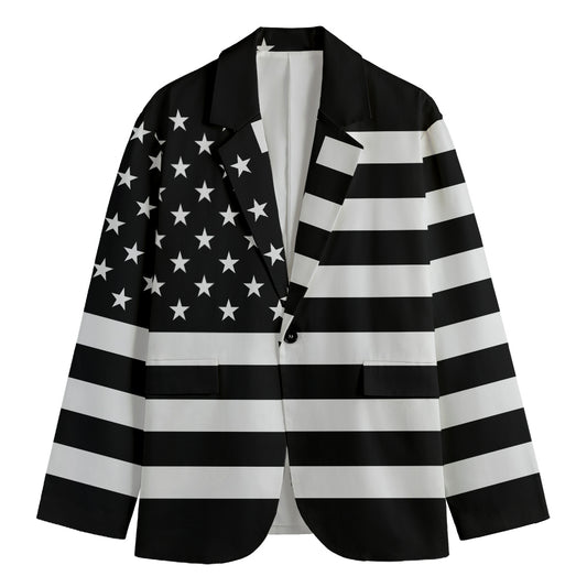 Black American Flag Print Men's Blazer