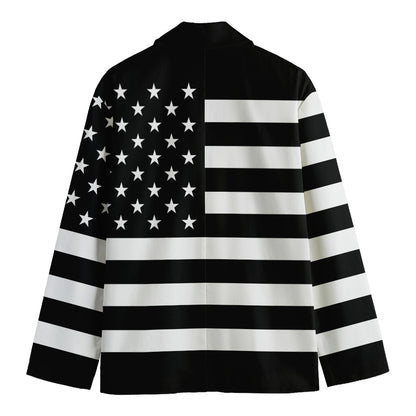 Black American Flag Print Men's Blazer