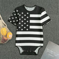 Black American Flag Print Men's Bodysuit