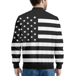 Black American Flag Print Men's Bomber Jacket