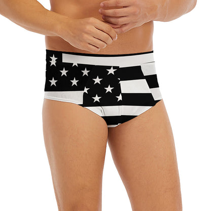 Black American Flag Print Men's Briefs