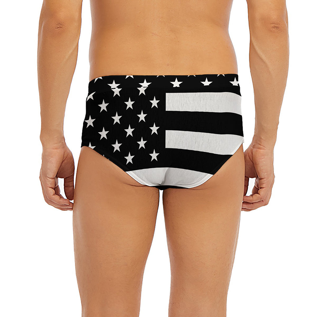 Black American Flag Print Men's Briefs
