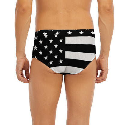 Black American Flag Print Men's Briefs