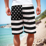 Black American Flag Print Men's Cargo Shorts