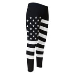 Black American Flag Print Men's Compression Pants