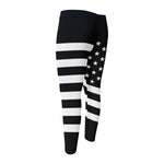 Black American Flag Print Men's Compression Pants