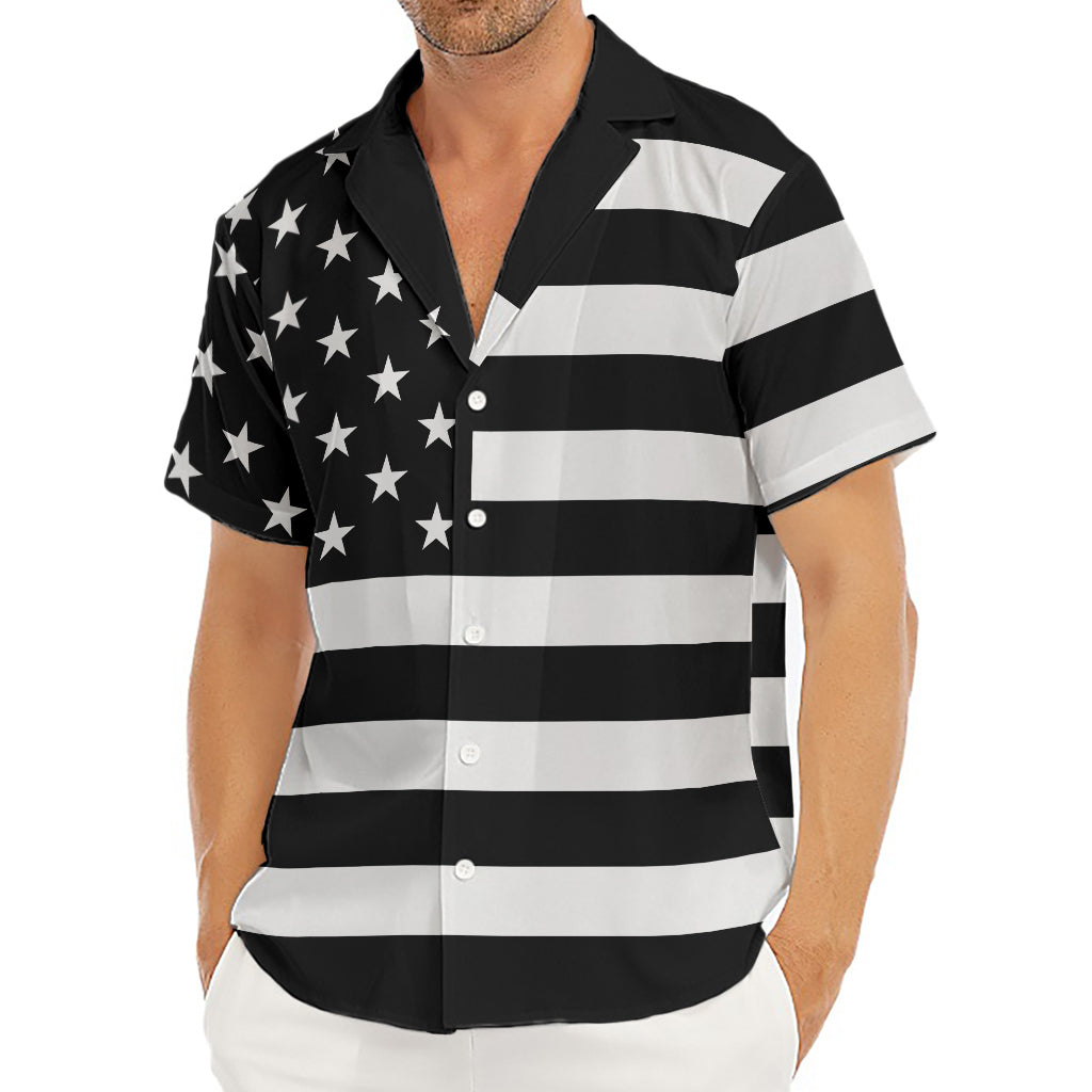 Black American Flag Print Men's Deep V-Neck Shirt