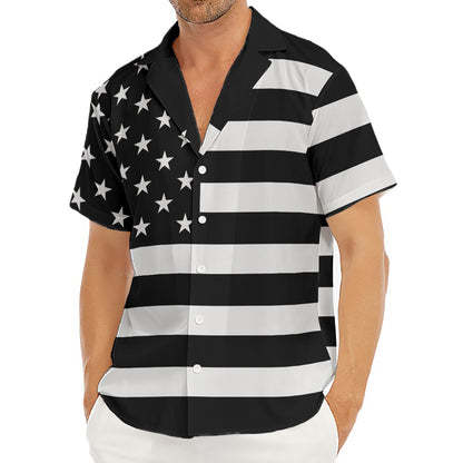 Black American Flag Print Men's Deep V-Neck Shirt