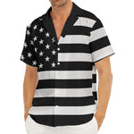 Black American Flag Print Men's Deep V-Neck Shirt