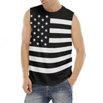 Black American Flag Print Men's Fitness Tank Top