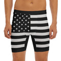 Black American Flag Print Men's Long Boxer Briefs