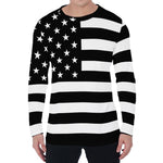 Black American Flag Print Men's Long Sleeve T-Shirt