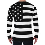 Black American Flag Print Men's Long Sleeve T-Shirt