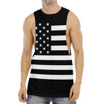 Black American Flag Print Men's Muscle Tank Top