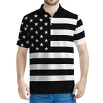 Black American Flag Print Men's Polo Shirt