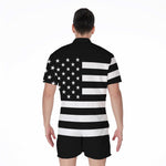 Black American Flag Print Men's Rompers