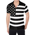 Black American Flag Print Men's Shirt