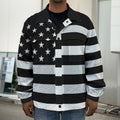 Black American Flag Print Men's Shirt Jacket