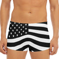 Black American Flag Print Men's Short Boxer Briefs
