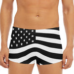 Black American Flag Print Men's Short Boxer Briefs