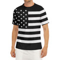Black American Flag Print Men's Short Sleeve Rash Guard