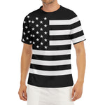 Black American Flag Print Men's Short Sleeve Rash Guard