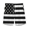Black American Flag Print Men's Athletic Shorts