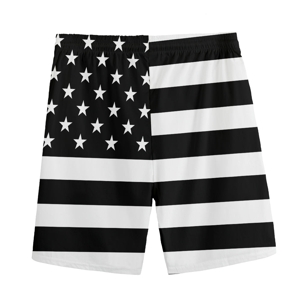 Black American Flag Print Men's Sports Shorts
