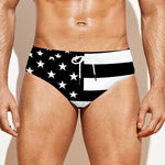 Black American Flag Print Men's Swim Briefs