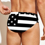 Black American Flag Print Men's Swim Briefs