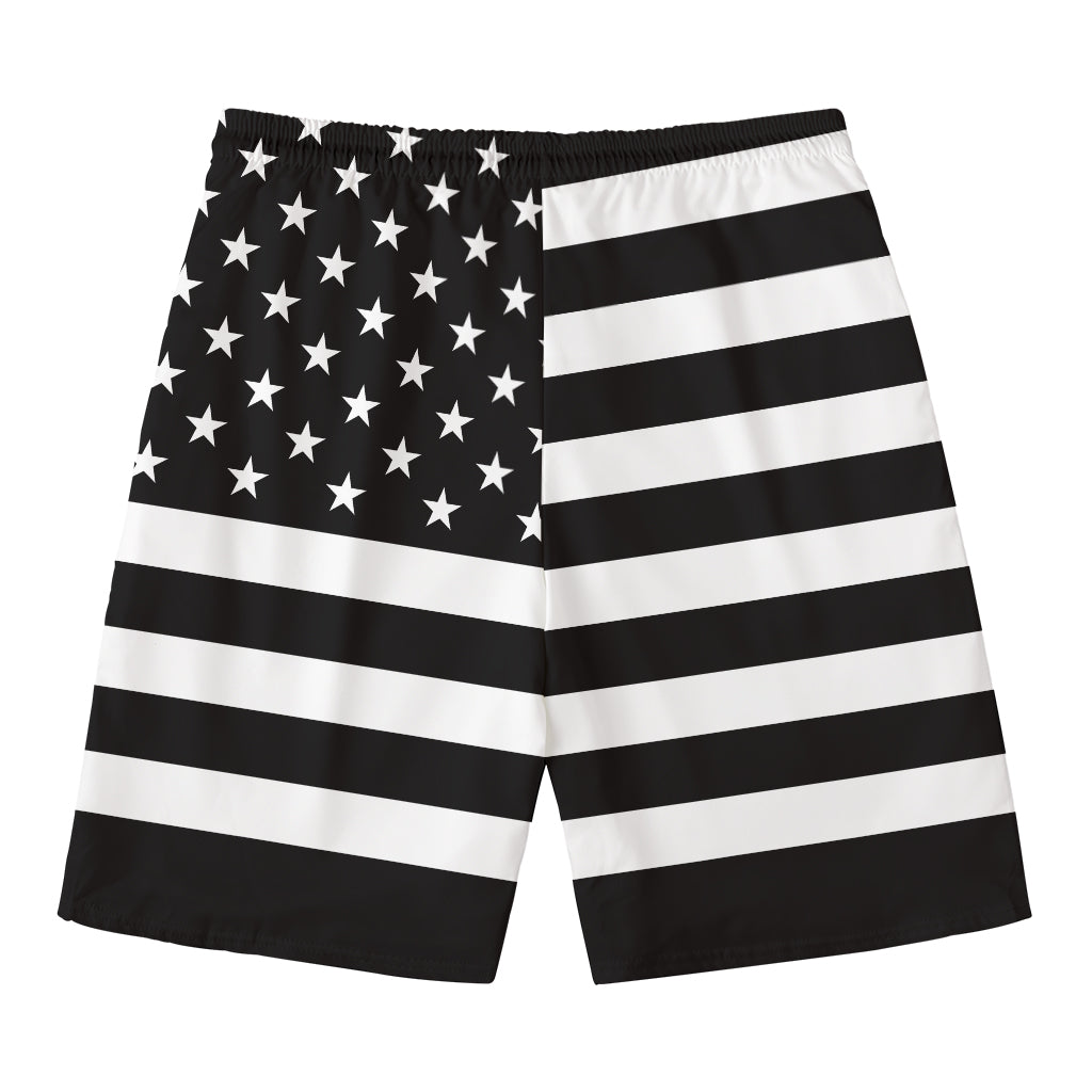 Black American Flag Print Men's Swim Trunks