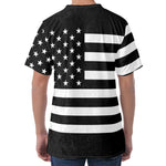 Black American Flag Print Men's Velvet T-Shirt