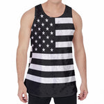 Black American Flag Print Men's Velvet Tank Top