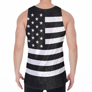 Black American Flag Print Men's Velvet Tank Top