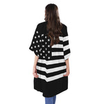 Black American Flag Print Open Front Beach Cover Up