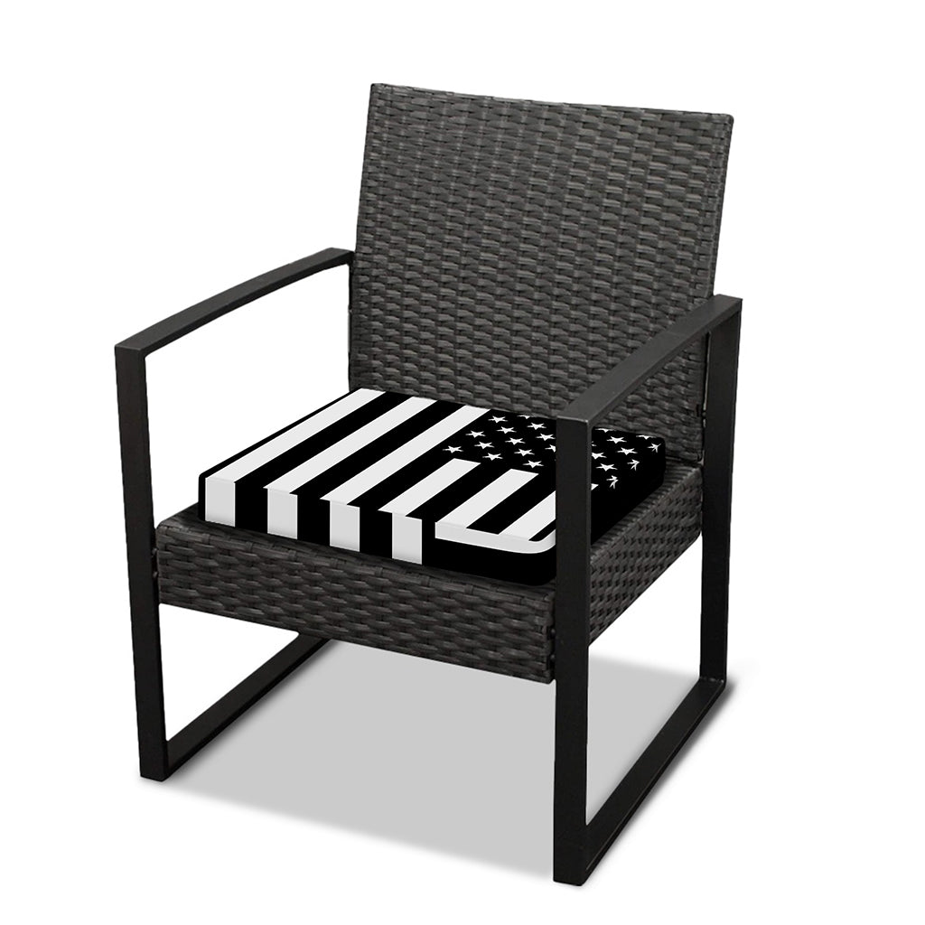 Black American Flag Print Outdoor Seat Cushion Cover