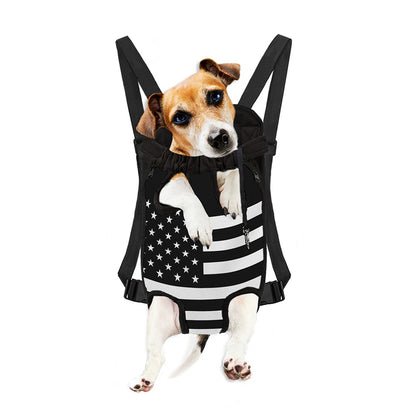 Black American Flag Print Pet Carrier Backpack