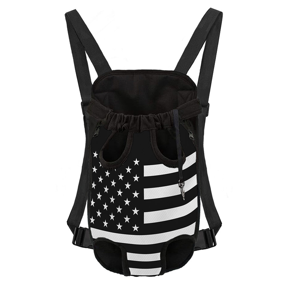 Black American Flag Print Pet Carrier Backpack