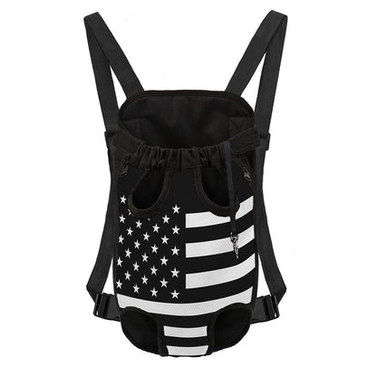 Black American Flag Print Pet Carrier Backpack