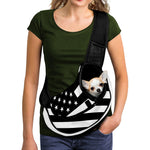 Black American Flag Print Pet Sling Carrier