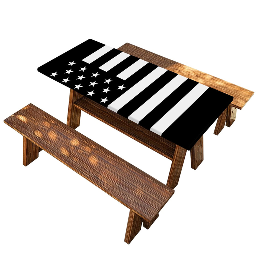 Black American Flag Print Picnic Table Cover