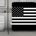 Black American Flag Print Polyester Shower Curtain