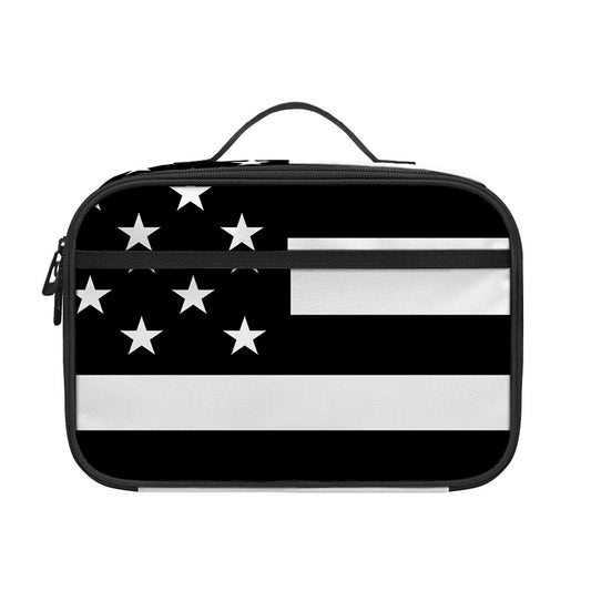 Black American Flag Print Portable Lunch Bag