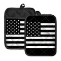 Black American Flag Print Pot Holders With Pocket