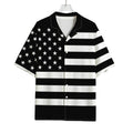 Black American Flag Print Rayon Hawaiian Shirt