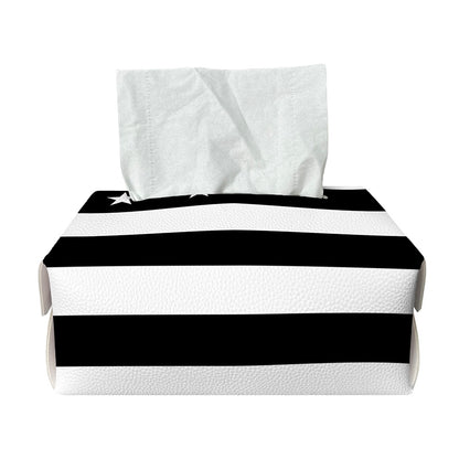Black American Flag Print Rectangle Tissue Box Cover