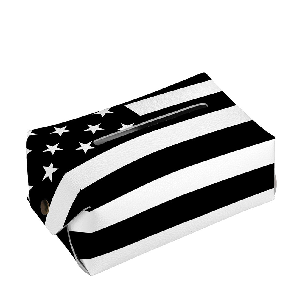 Black American Flag Print Rectangle Tissue Box Cover