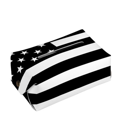 Black American Flag Print Rectangle Tissue Box Cover